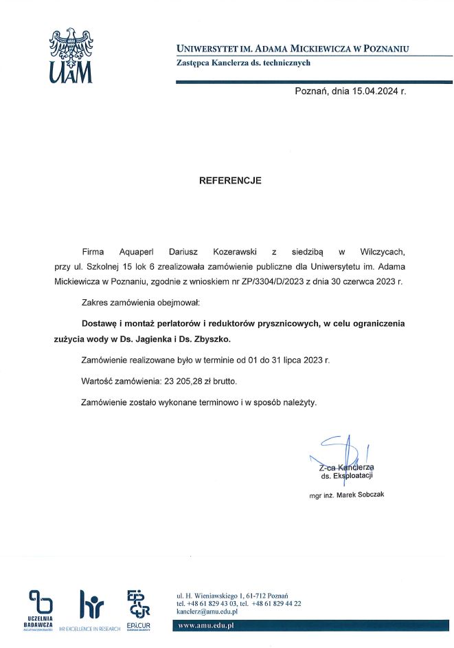 perlatory rekomendacja Uniwersytet w Poznaniu aquaperl.pl